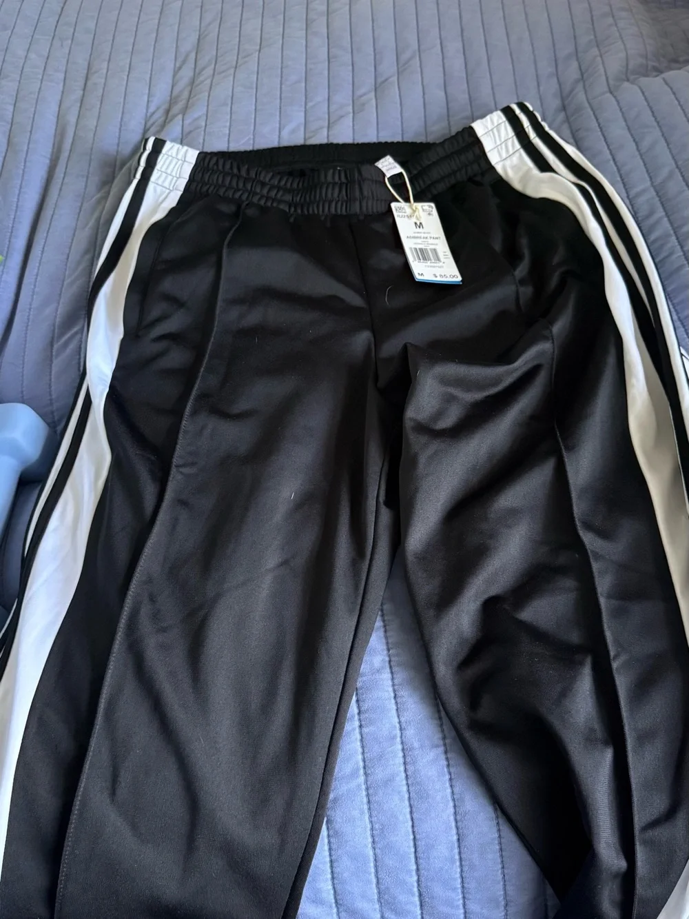 Black Adidas Athletic Track Pants with White Side Stripes